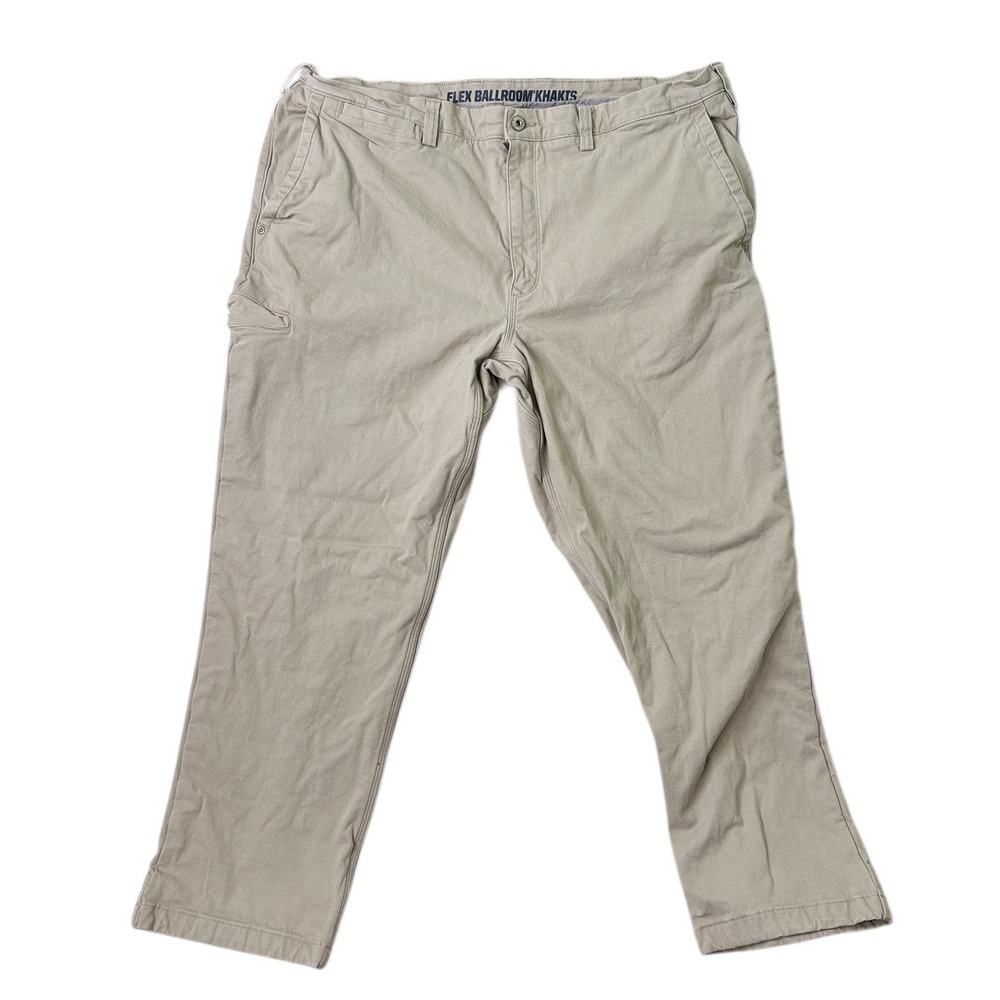 Duluth Trading Co Flex Ballroom Flannel Lined Tan Khakis Relaxed 42x30 3237-18
